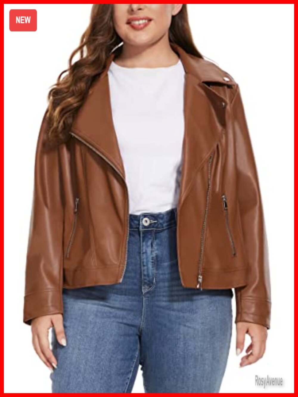 Faux Leather Moto Biker Jacket Zip Up Motorcycle Short PU Coat Fitted Plus Size
